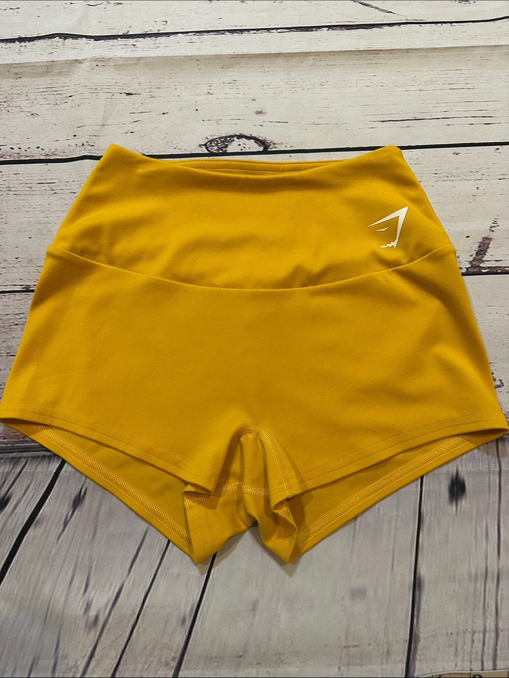 Gymshark High-Waist Workout Shorts in Mustard